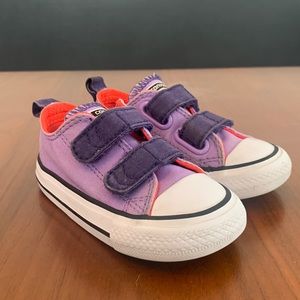 Chuck Taylor® Double Strap Sneaker, purple neon orange, size 5